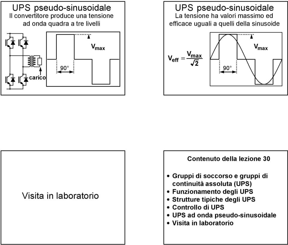 2 90 max Contenuto della lezione 30 isita in laboratorio Gruppi di soccorso e gruppi di continuità assoluta