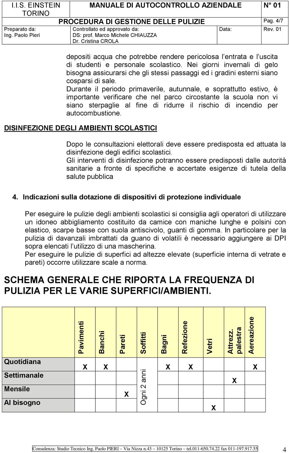 Nei giorni invernali di gelo bisogna assicurarsi che gli stessi passaggi ed i gradini esterni siano cosparsi di sale.