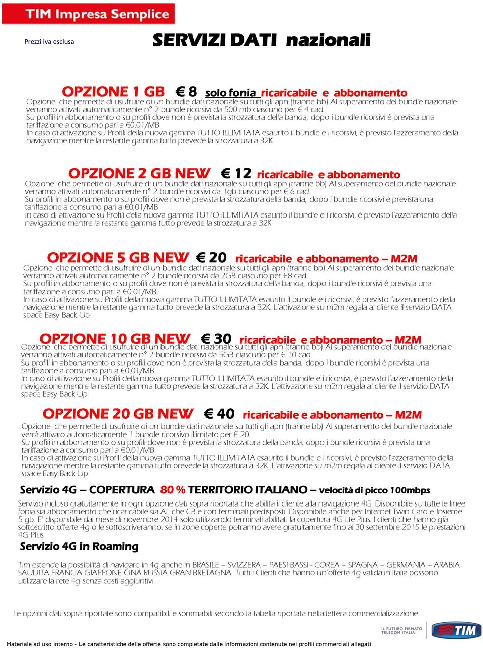 Su profili in abbonamento o su profili dove non è prevista la strozzatura della banda, dopo i bundle ricorsivi è prevista una tariffazione a consumo pari a 0,01/MB In caso di attivazione su Profili