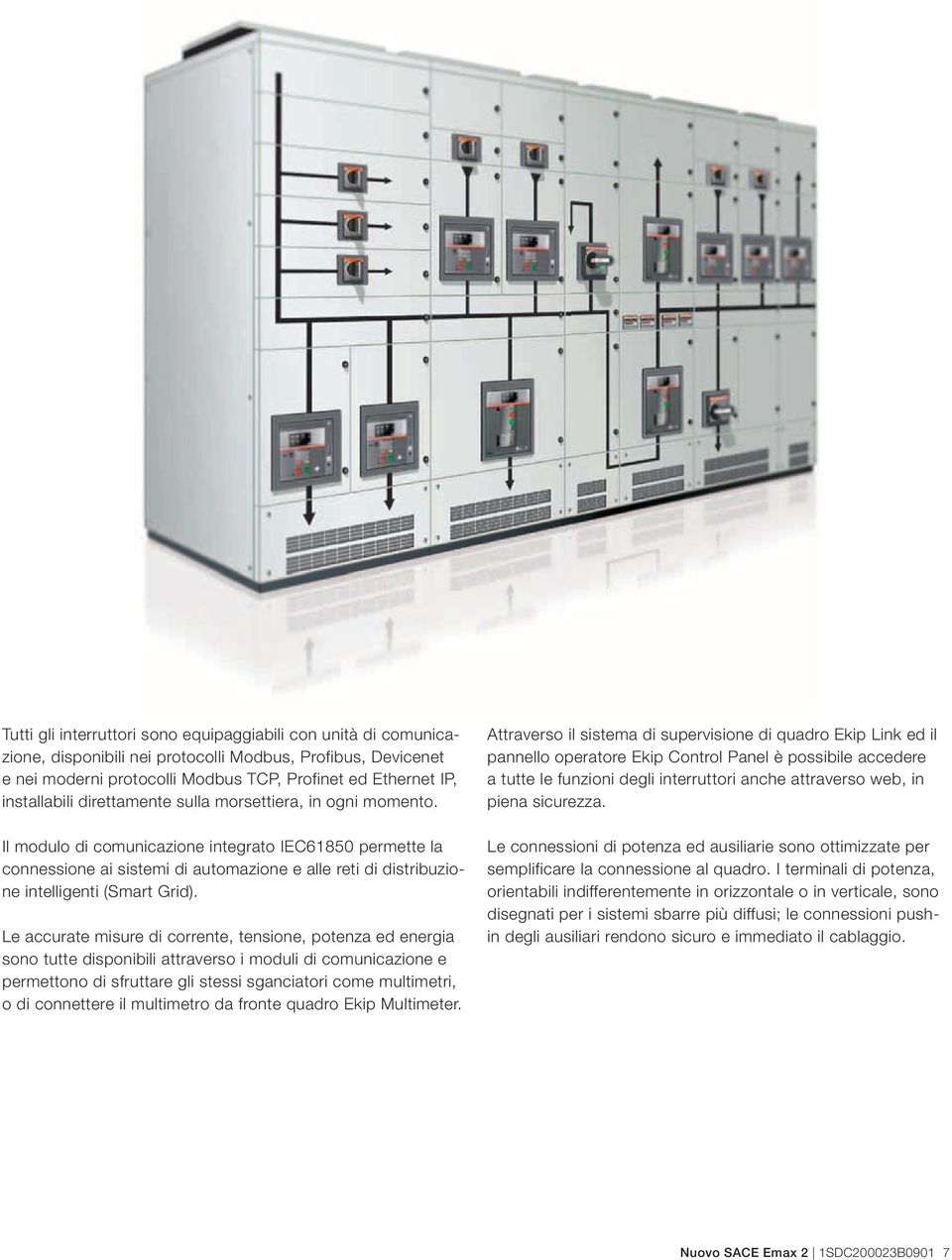 Il modulo di comunicazione integrato IEC61850 permette la connessione ai sistemi di automazione e alle reti di distribuzione intelligenti (Smart Grid).