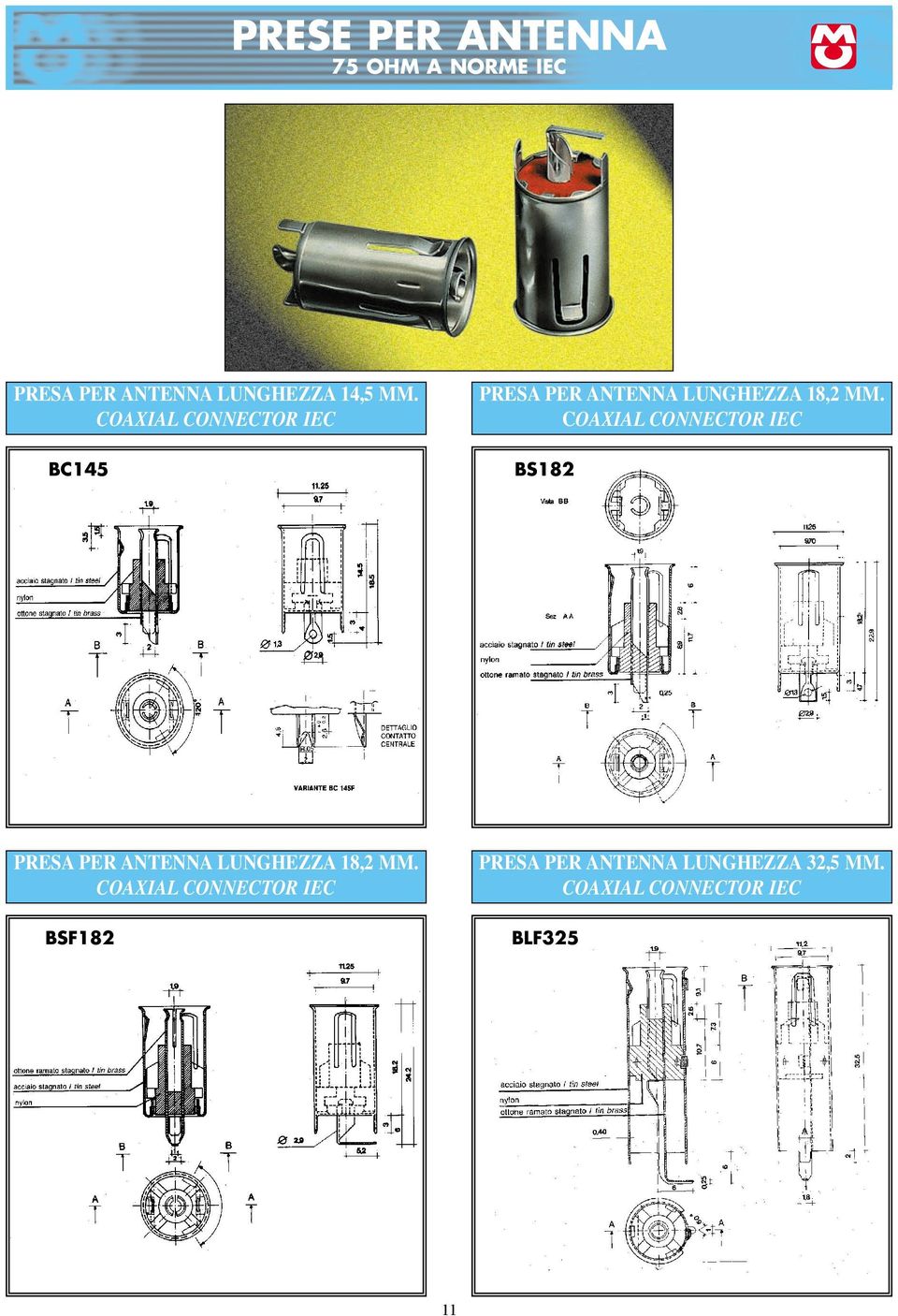 OXIL ONNETOR IE BS12 PRES PER NTENN LUNGHEZZ 1,2 MM.