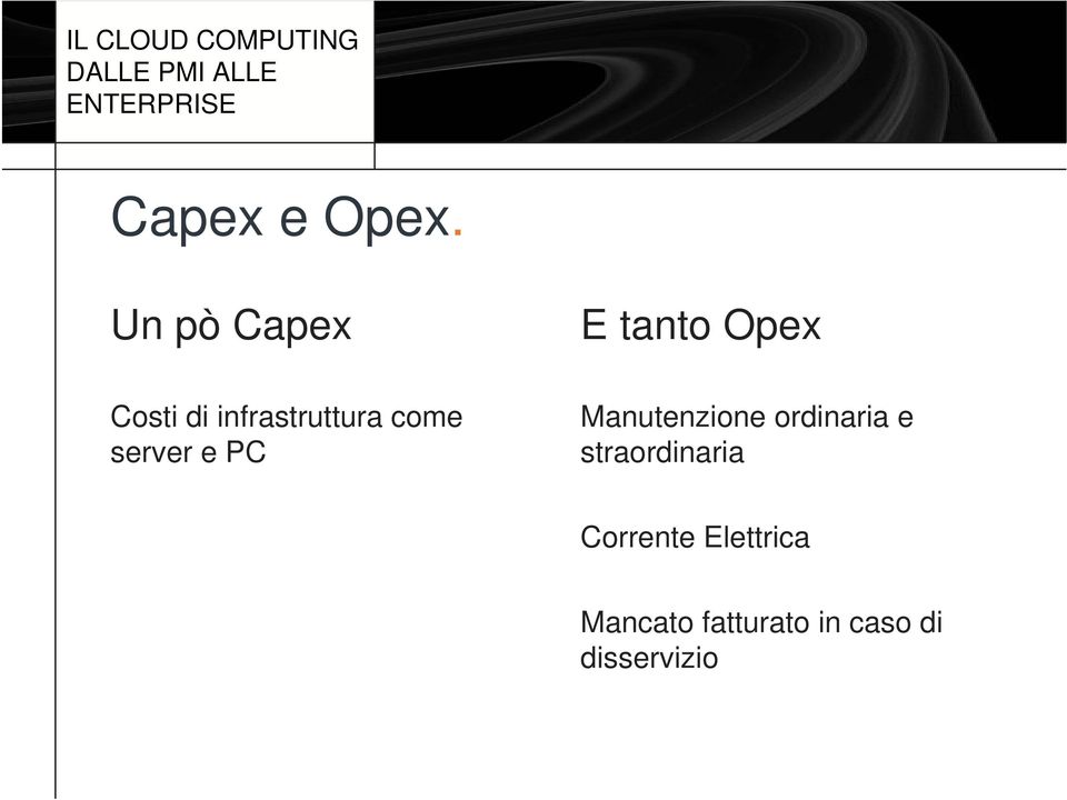 server e PC E tanto Opex Manutenzione