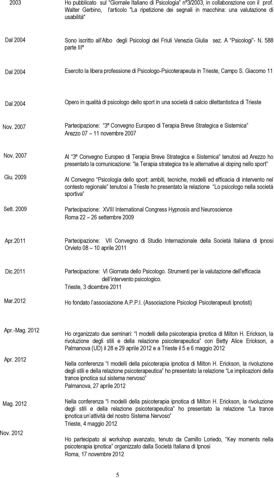 588 parte IIIº Dal 2004 Esercito la libera professione di Psicologo-Psicoterapeuta in Trieste, Campo S.