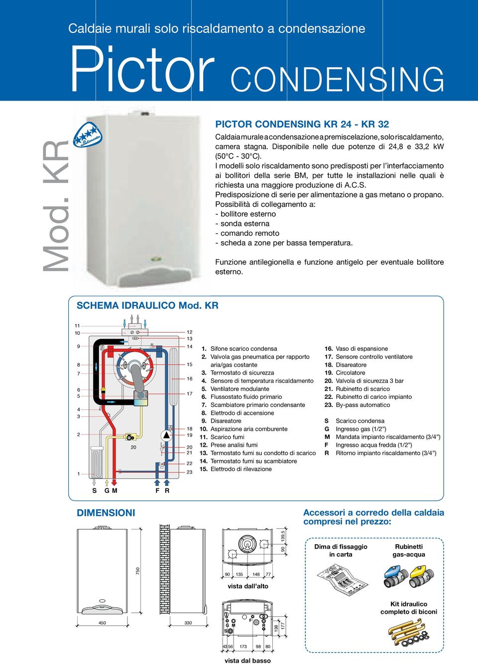 I modelli solo riscaldamento sono predisposti per l interfacciamento ai bollitori della serie BM, per tutte le installazioni nelle quali è richiesta una maggiore produzione di A.C.