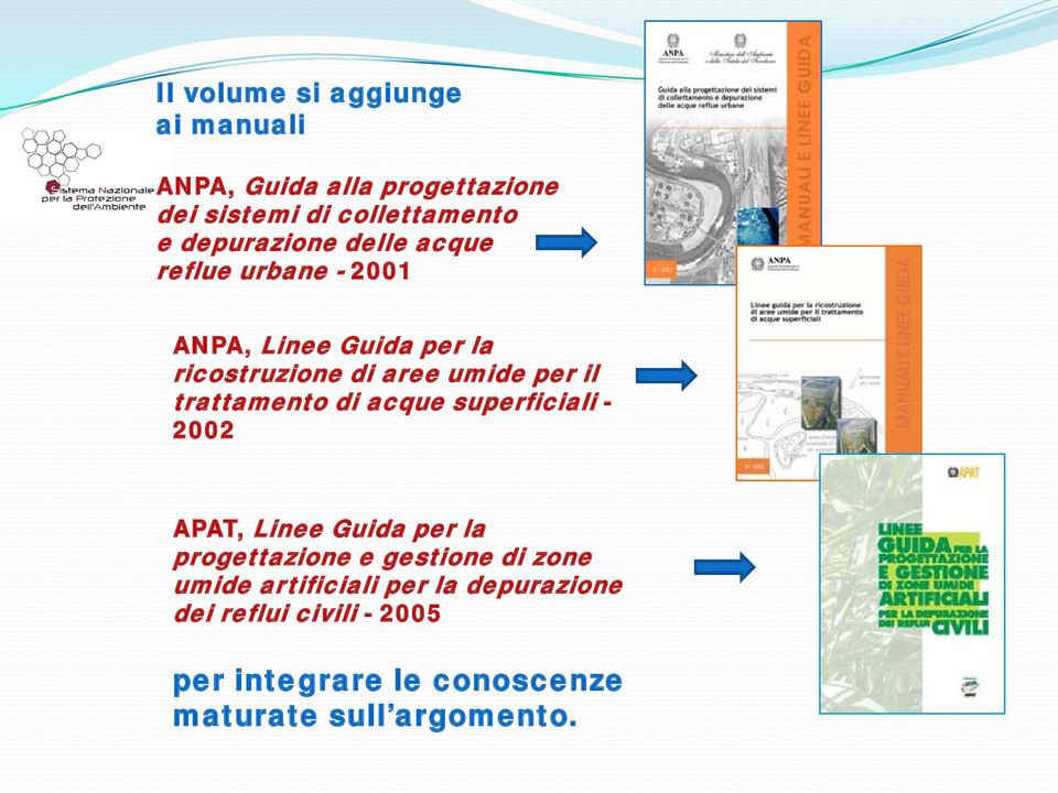 il trattamento di acque superficiali - 2002 APAT, Linee Guida per la progettazione e gestione di zone