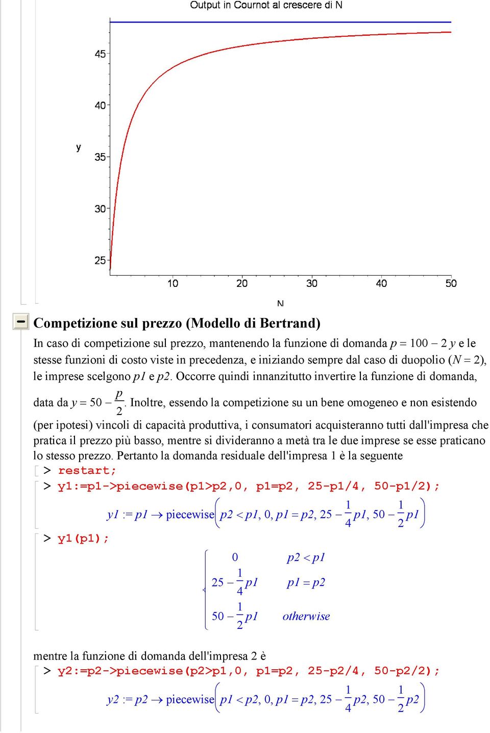 Inoltre, essendo la competizione su un bene omogeneo e non esistendo 2 (per ipotesi) vincoli di capacità produttiva, i consumatori acquisteranno tutti dall'impresa che pratica il prezzo più basso,