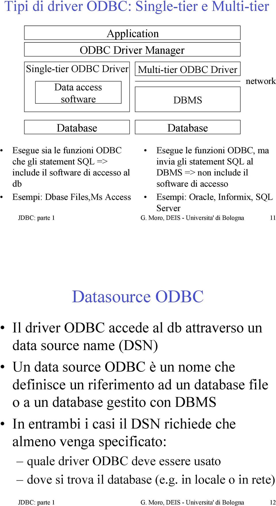 Esempi: Oracle, Informix, SQL Server JDBC: parte 1 G.