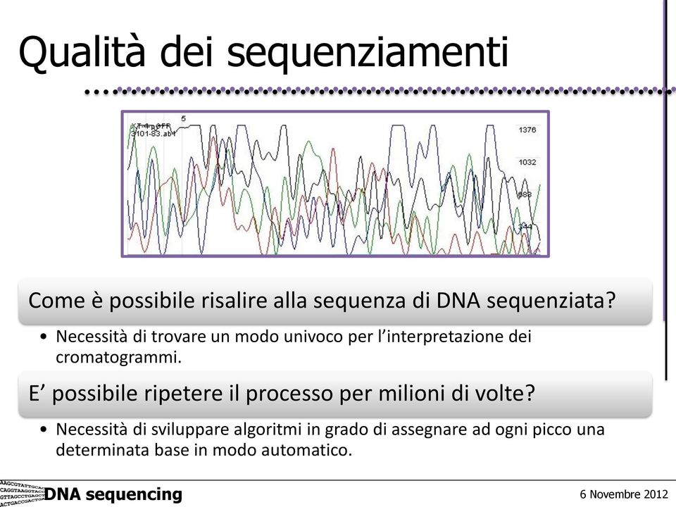 Necessità di trovare un modo univoco per l interpretazione dei cromatogrammi.