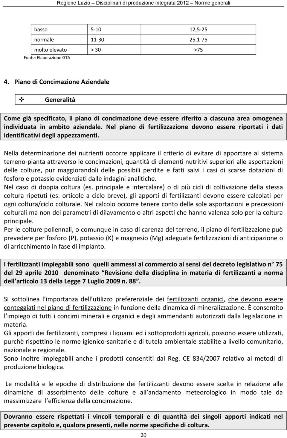 Nel piano di fertilizzazione devono essere riportati i dati identificativi degli appezzamenti.