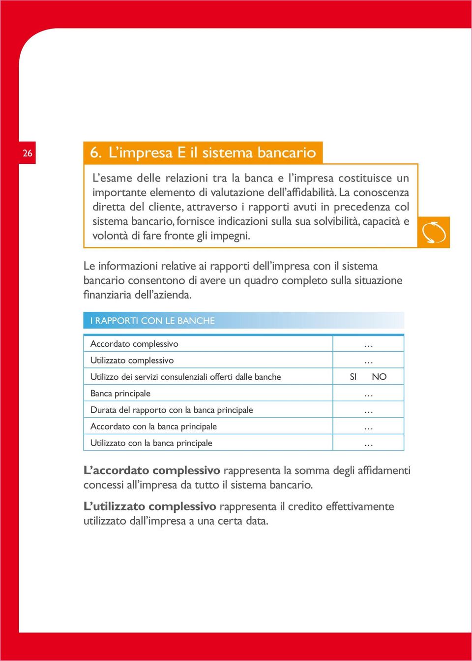 Le informazioni relative ai rapporti dell impresa con il sistema bancario consentono di avere un quadro completo sulla situazione finanziaria dell azienda.