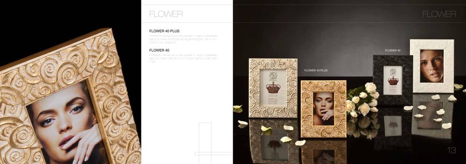 argento FLOWER 40 Portafoto da tavolo e da parete in legno pastellato