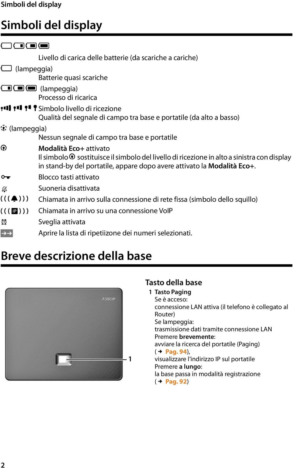 simbolo del livello di ricezione in alto a sinistra con display in stand-by del portatile, appare dopo avere attivato la Modalità Eco+.