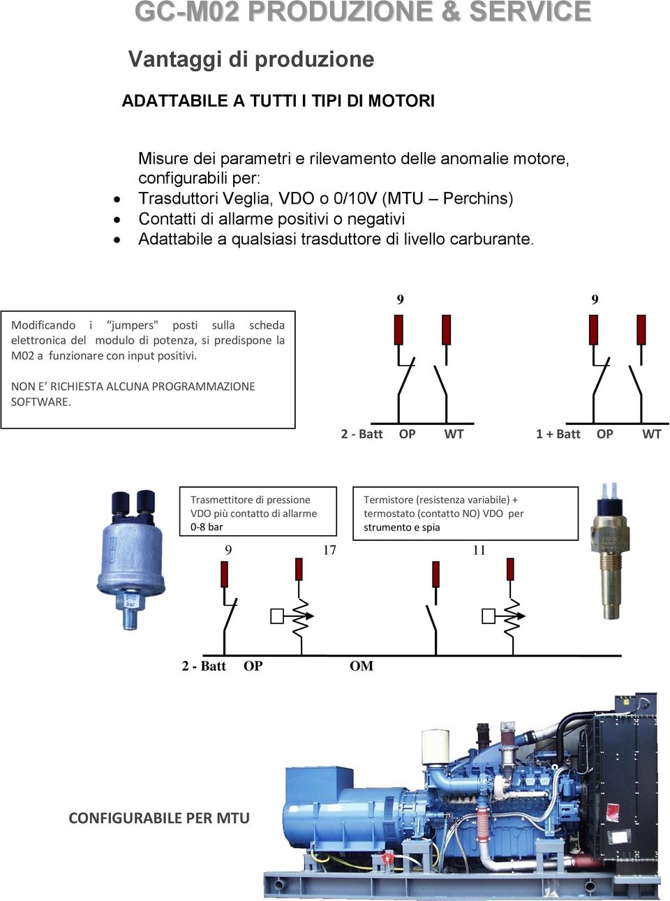 Modificando i jumpers" posti sulla scheda elettronica del modulo di potenza, si predispone la M02 a funzionare con input positivi. NON E RICHIESTA ALCUNA PROGRAMMAZIONE SOFTWARE.