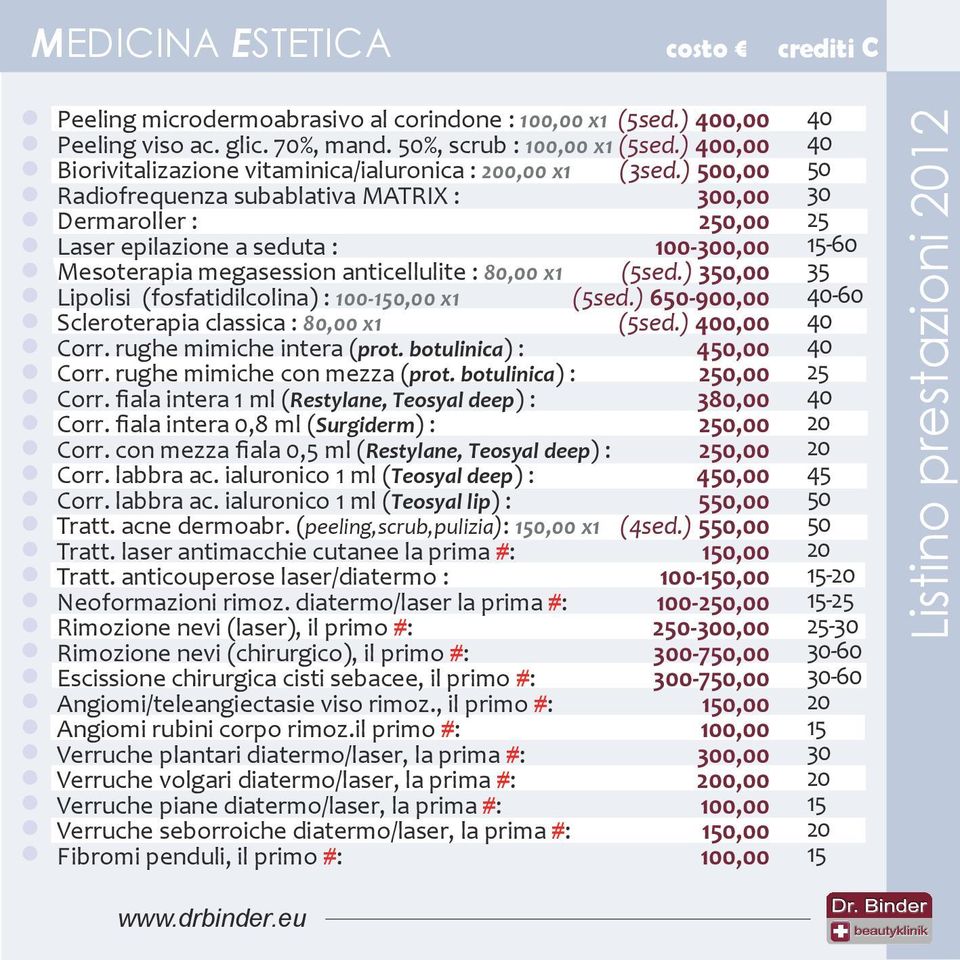 ) 6-900,00 (5sed.) 0,00 Mesoterapia megasession anticellulite : 80,00 x1 Lipolisi (fosfatidilcolina) : 100-1,00 x1 Scleroterapia classica : 80,00 x1 Corr. rughe mimiche intera (prot.