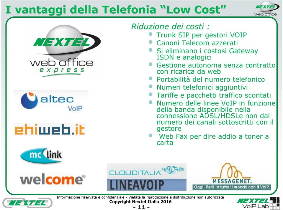 telefonico Numeri telefonici aggiuntivi Tariffe e pacchetti traffico scontati Numero delle linee VoIP in funzione della banda