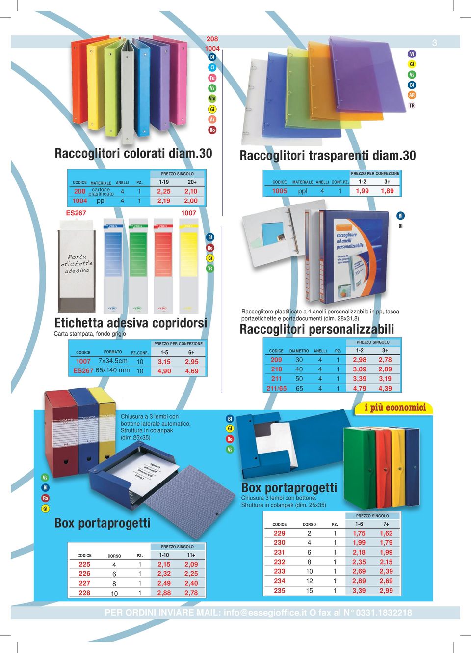 Struttura in colanpak (dim.2x3) Raccoglitore plastificato a anelli personalizzabile in pp, tasca portaetichette e portadocumenti (dim.