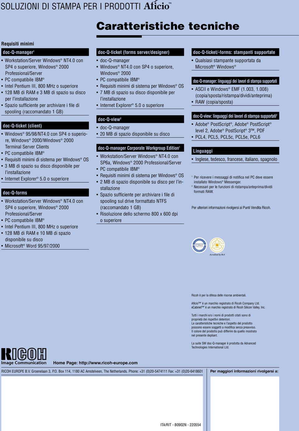 spooling (raccomandato 1 GB) doc-q-ticket (client) Windows 95/98/NT4.