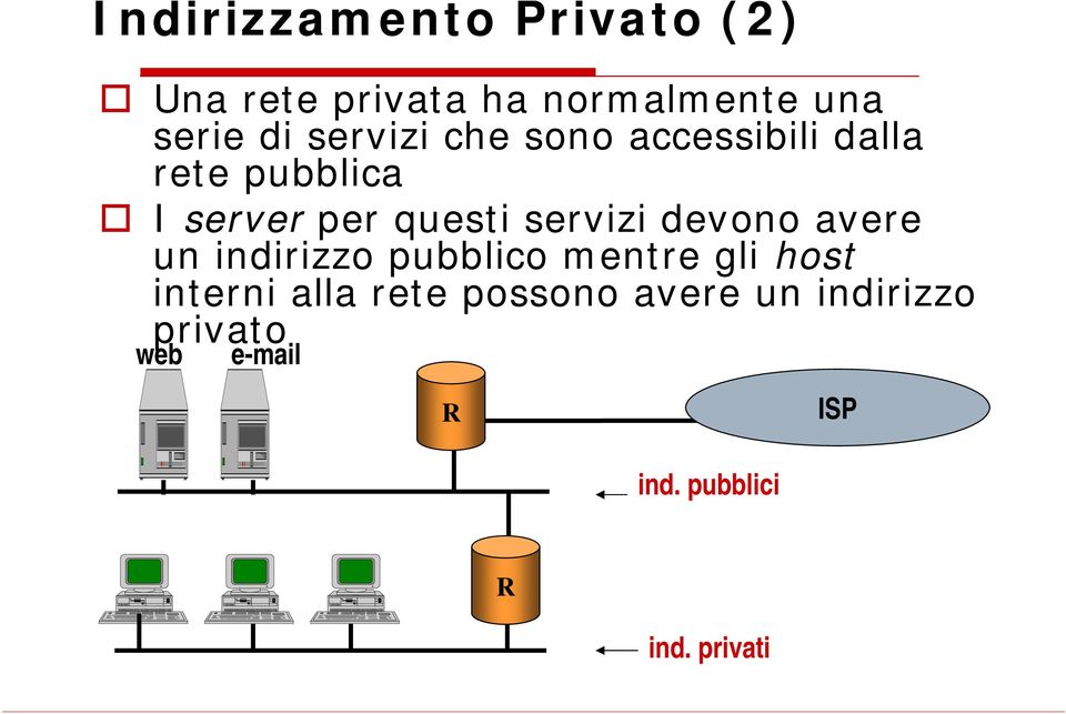 servizi devono avere un indirizzo pubblico mentre gli host interni alla