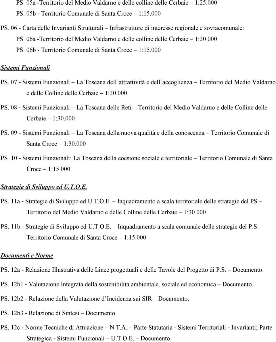 07 - Sistemi Funzionali La Toscana dell attrattività e dell accoglienza Territorio del Medio Valdarno e delle Colline delle Cerbaie 1:30.000 PS.