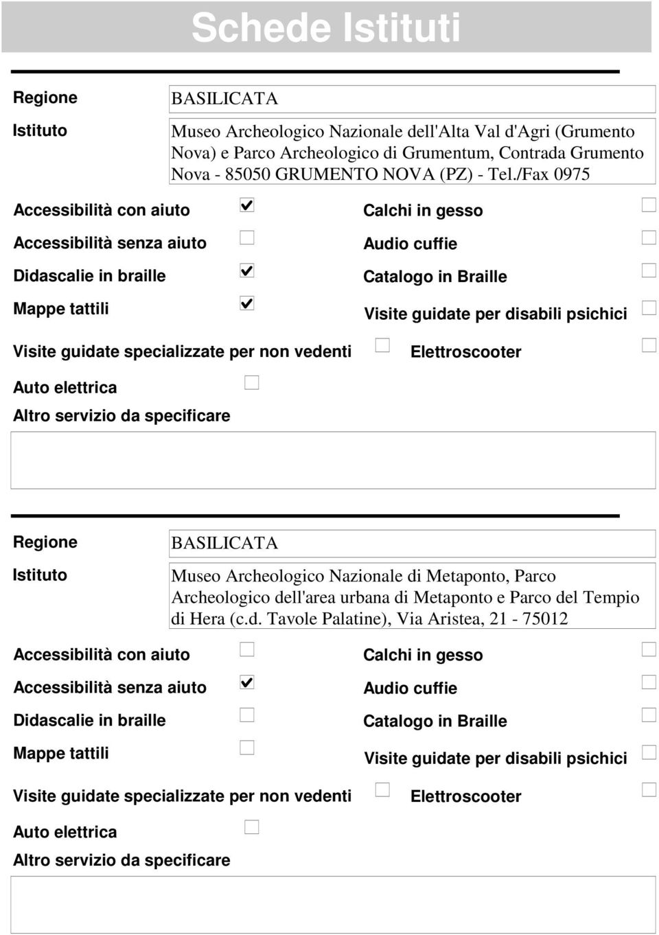 /Fax 0975 BASILICATA Museo Archeologico Nazionale di Metaponto, Parco Archeologico