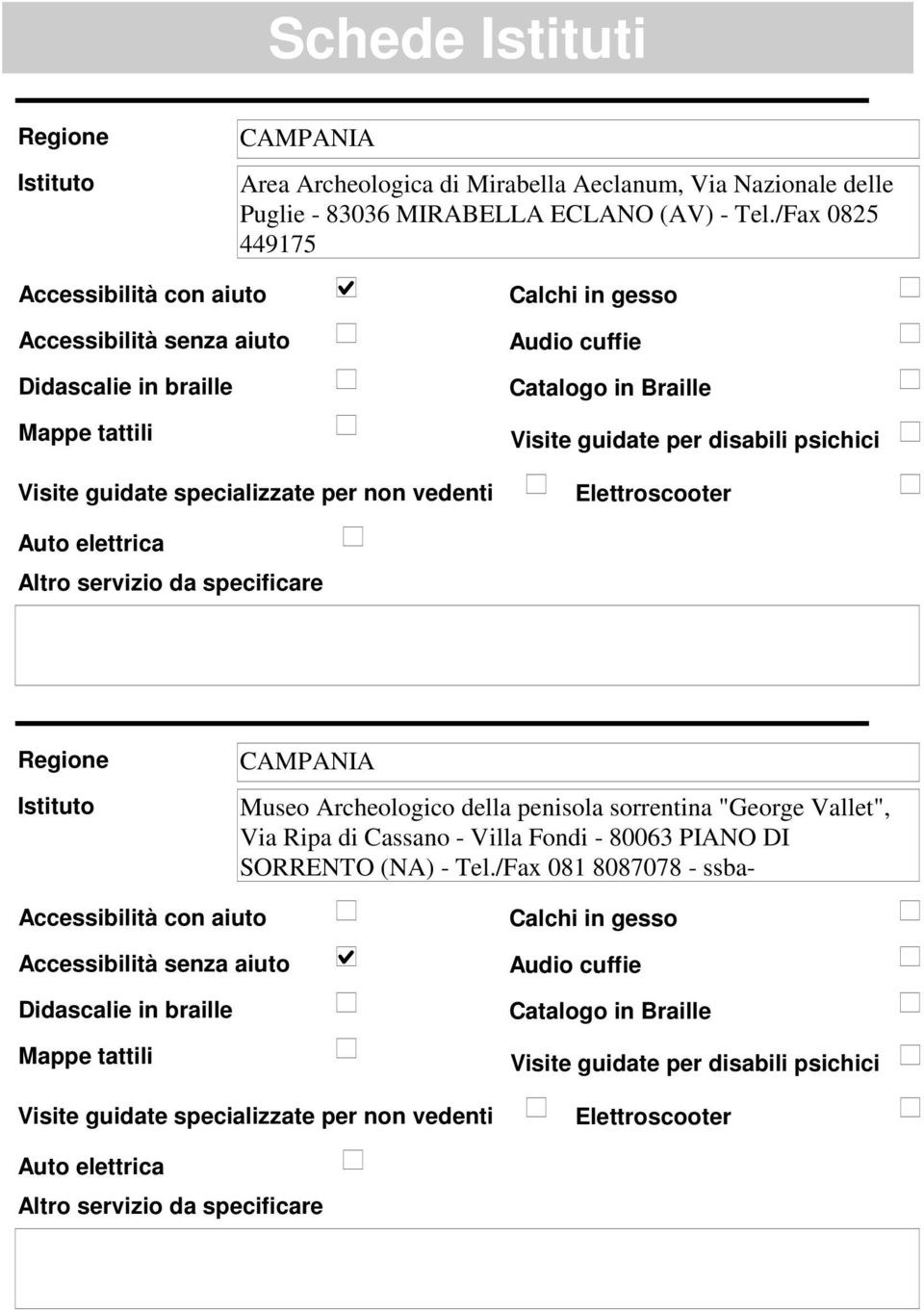 /Fax 0825 449175 CAMPANIA Museo Archeologico della penisola sorrentina