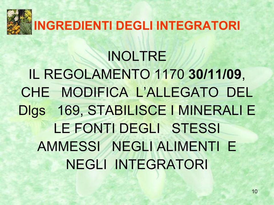 ALLEGATO DEL Dlgs 169, STABILISCE I MINERALI E LE