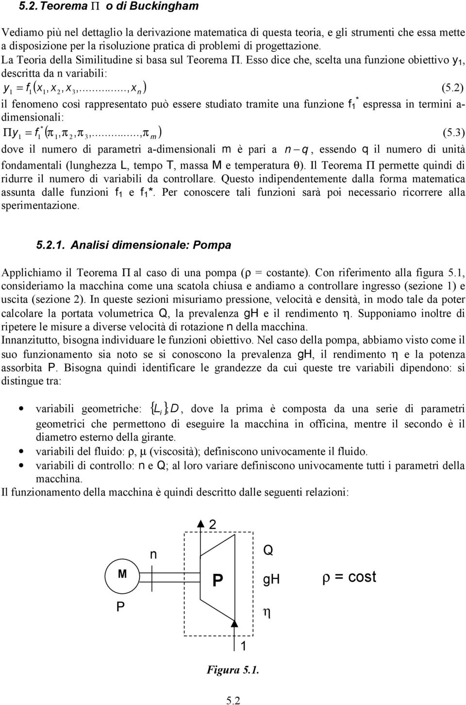 ) il feomeo così rappresetato può essere studiato tramite ua fuzioe f * espressa i termii a- dimesioali: Π y = * f ( π, π, π 3,......, π m ) (5.