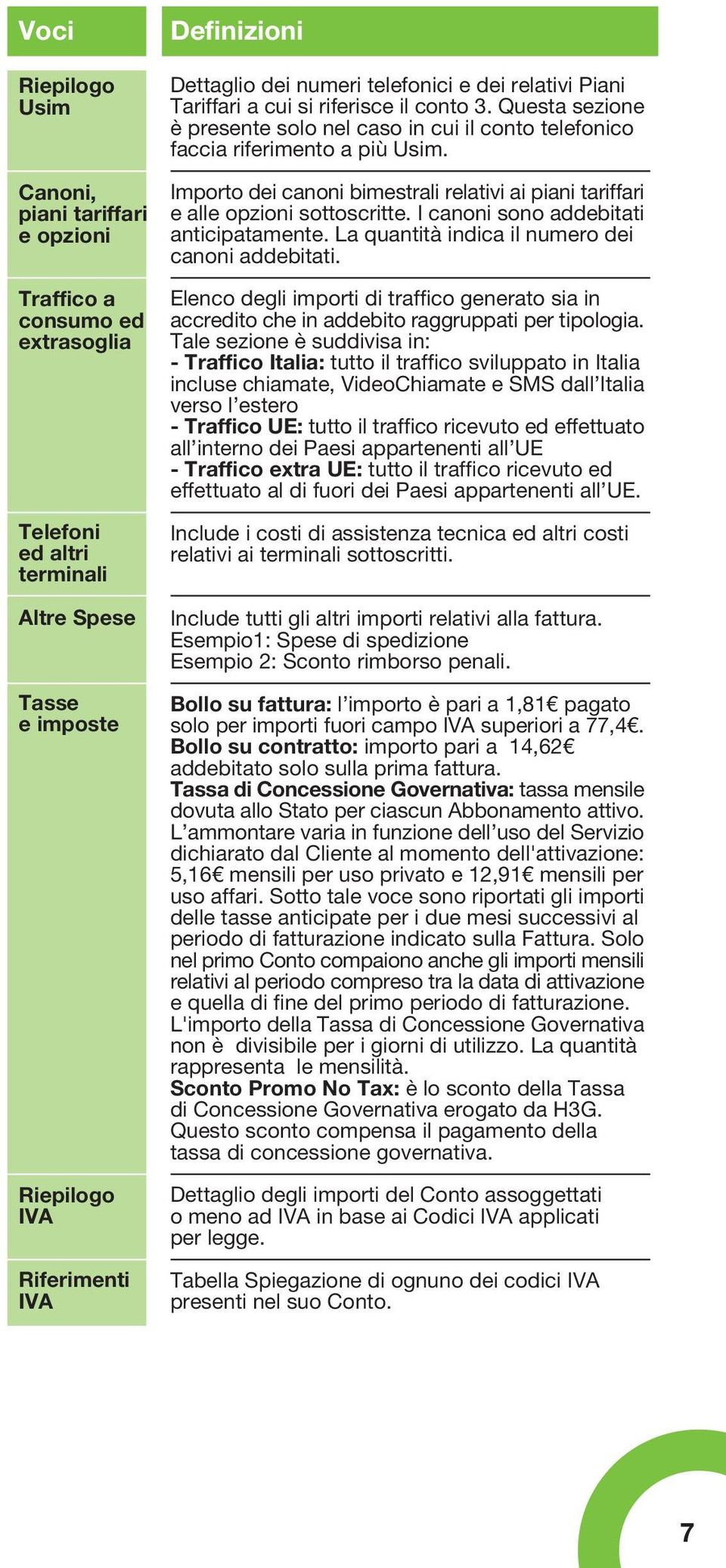 Importo dei canoni bimestrali relativi ai piani tariffari e alle opzioni sottoscritte. I canoni sono addebitati anticipatamente. La quantità indica il numero dei canoni addebitati.