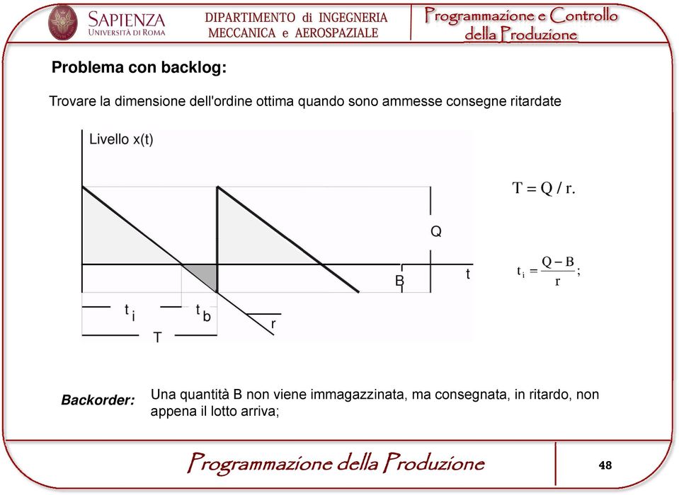 Una quantità B non viene immagazzinata, ma consegnata,