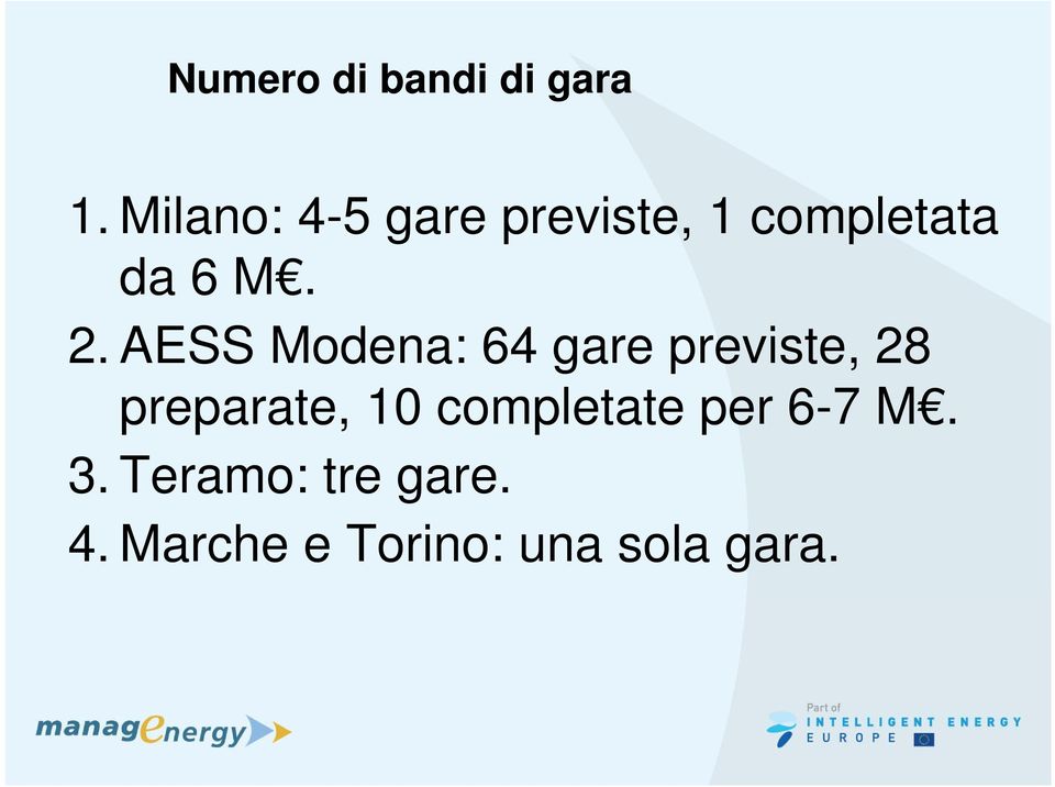 AESS Modena: 64 gare previste, 28 preparate, 10