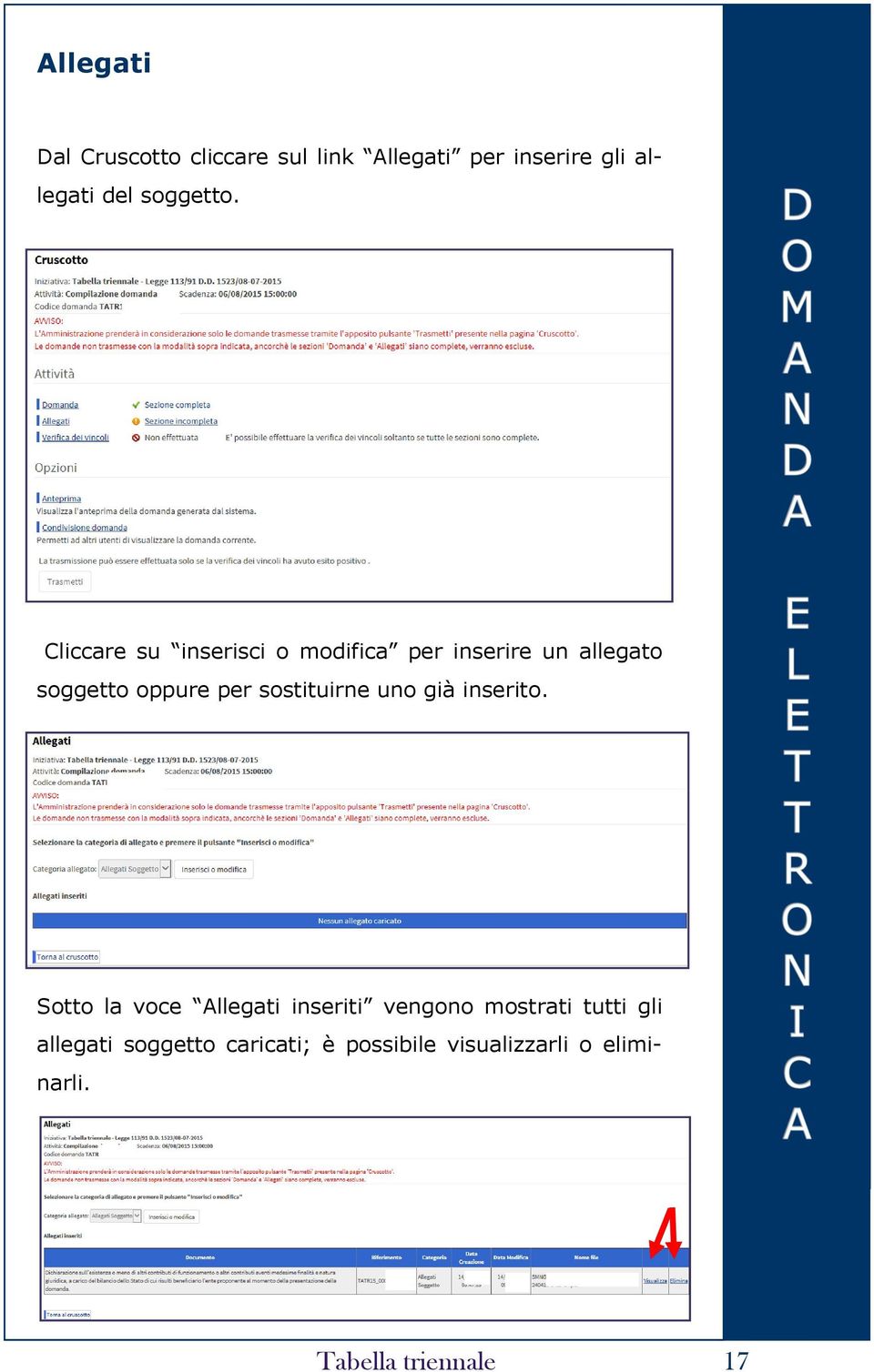 Cliccare su inserisci o modifica per inserire un allegato soggetto oppure per