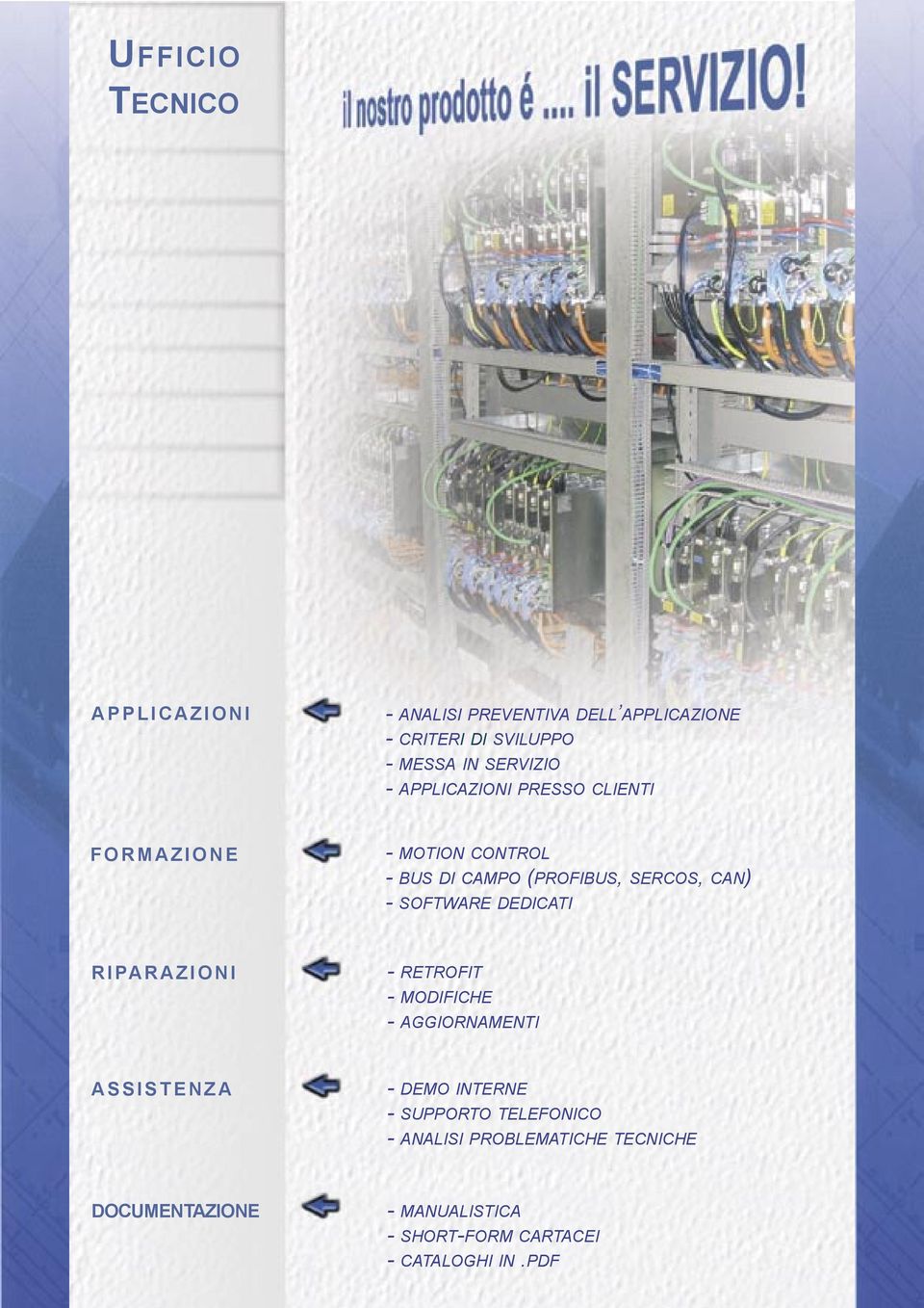 SOFTWARE DEDICATI R I PA R A Z I O N I - RETROFIT - MODIFICHE - AGGIORNAMENTI A S S I S T E N Z A - DEMO INTERNE -