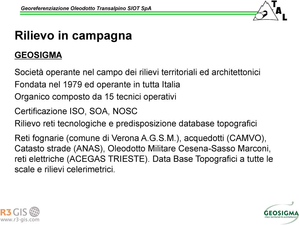 predisposizione database topografici Reti fognarie (comune di Verona A.G.S.M.