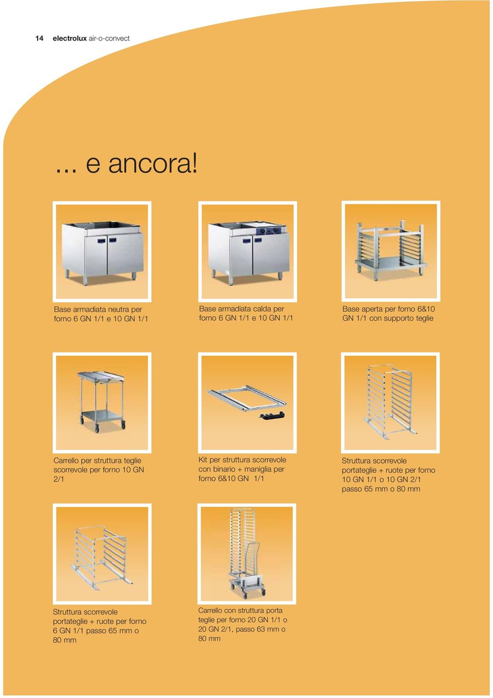 supporto teglie Carrello per struttura teglie scorrevole per forno 10 GN 2/1 Kit per struttura scorrevole con binario + maniglia per forno 6&10 GN