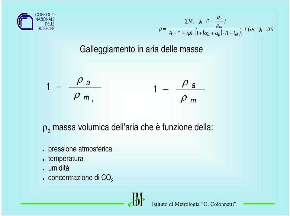 umidità concentrazione di CO 2 i m a 1 m a 1 ( ) [ ] h) g ( )