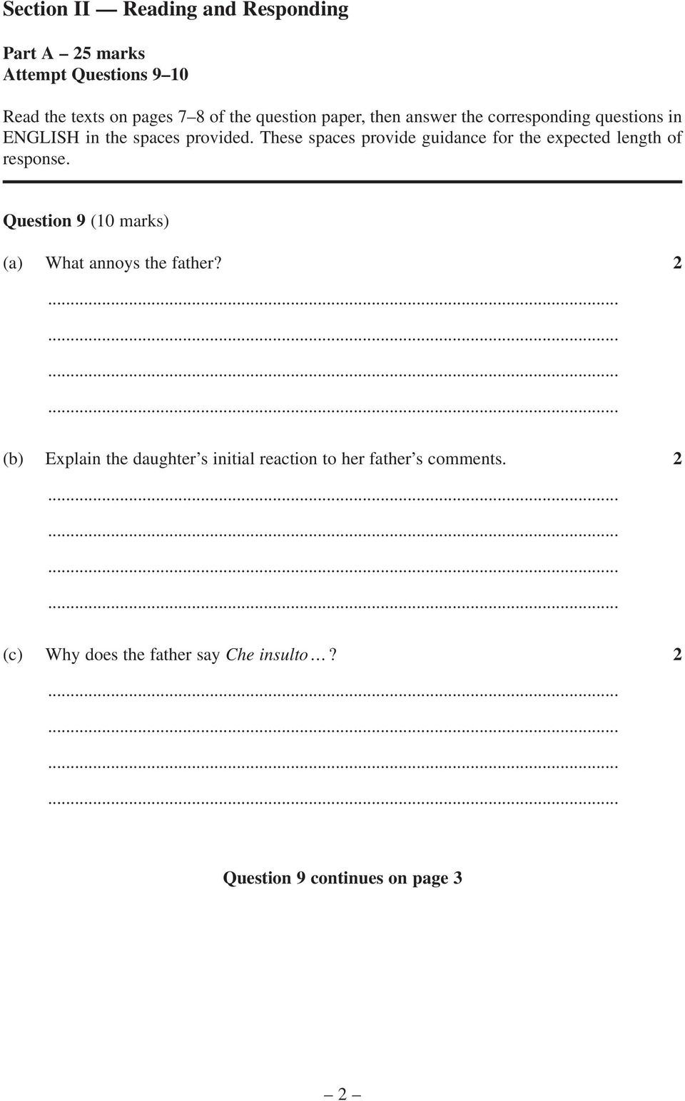 These spaces provide guidance for the expected length of response. Question 9 (10 marks) (a) What annoys the father?