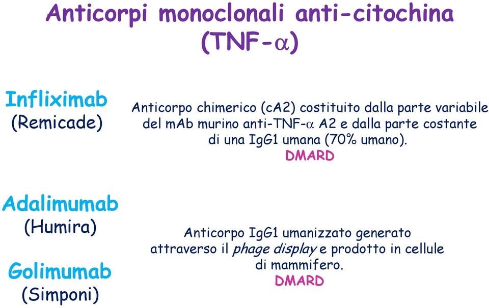 murino anti-tnf- A2 e dalla parte costante di una IgG1 umana (70% umano).