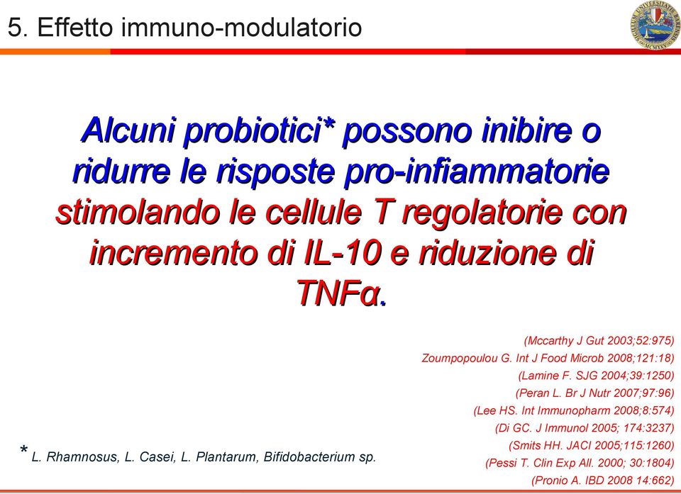 Int J Food Microb 2008;121:18) (Lamine F. SJG 2004;39:1250) (Peran L. Br J Nutr 2007;97:96) (Lee HS. Int Immunopharm 2008;8:574) (Di GC.