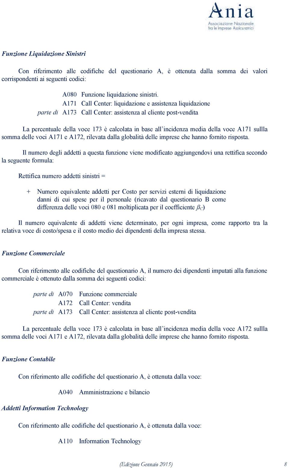 A171 sullla somma delle voci A171 e A172, rilevata dalla globalità delle imprese che hanno fornito risposta.