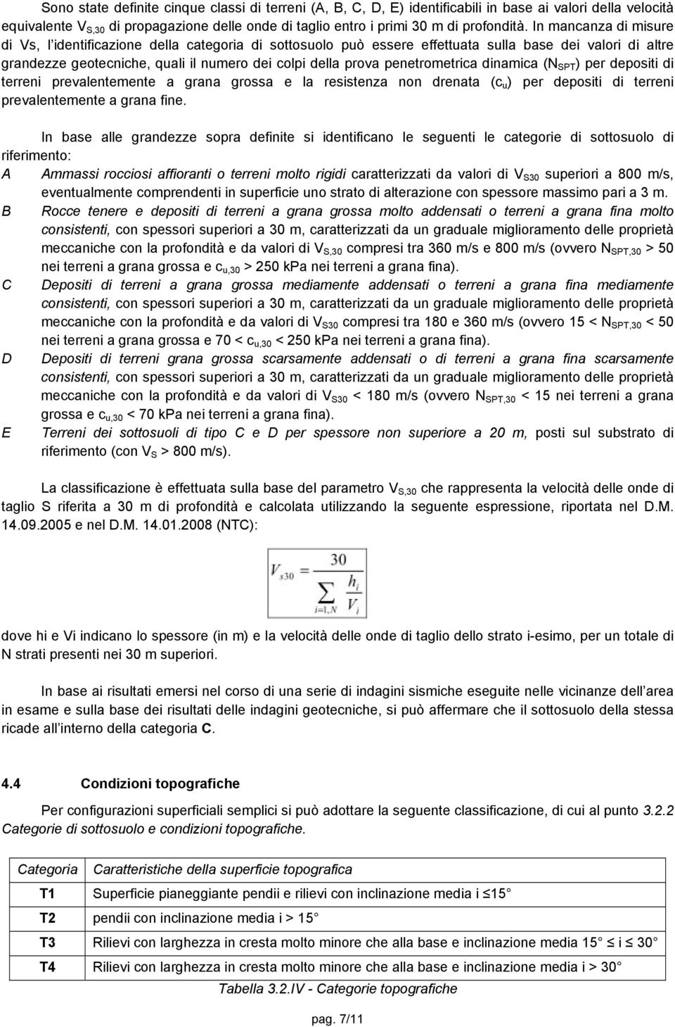 penetrometrica dinamica (N SPT ) per depositi di terreni prevalentemente a grana grossa e la resistenza non drenata (c u ) per depositi di terreni prevalentemente a grana fine.