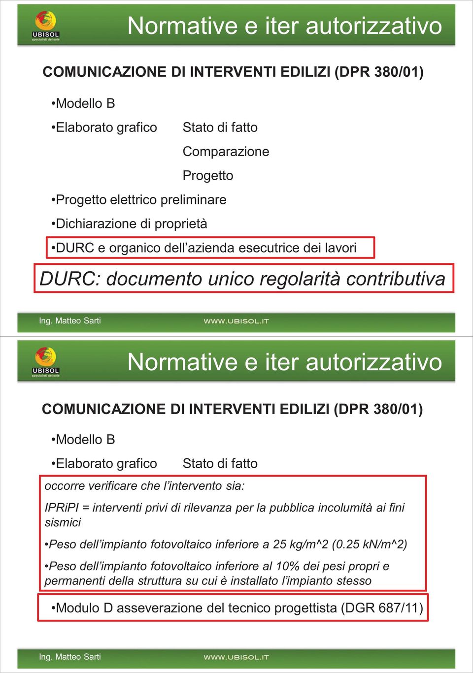 Elaborato grafico Stato di fatto occorre verificare che l intervento Comparazione sia: IPRiPI = interventi privi di Progetto rilevanza per la pubblica incolumità ai fini sismici Progetto preliminare