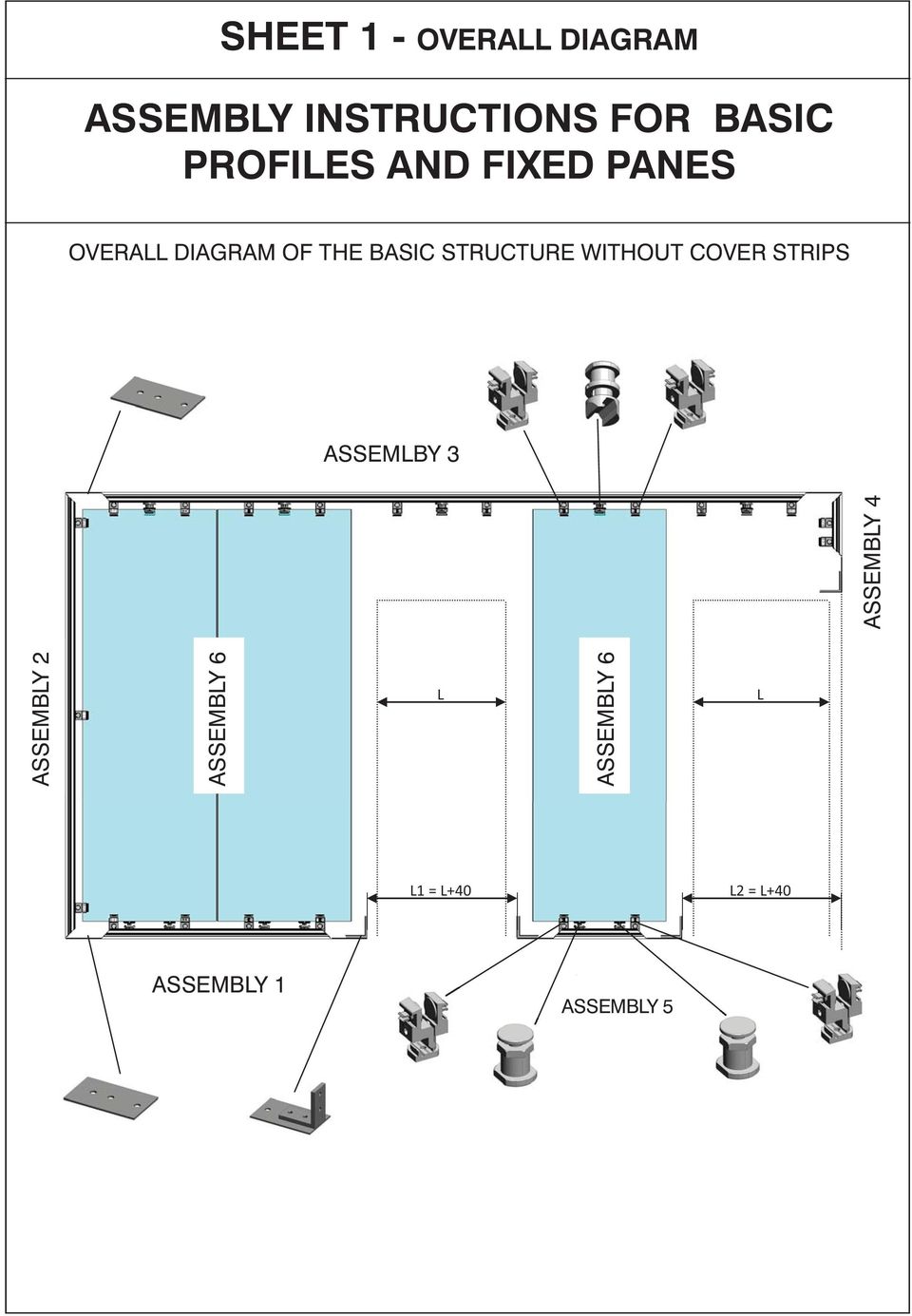 STRIPS SCHEMA COMPLETO STRUTTURA DI BASE SENZA VELETTE DI COPERTURA GRUPPO ASSEMLBY 3 3 ASSEMBLY GRUPPO 2 2