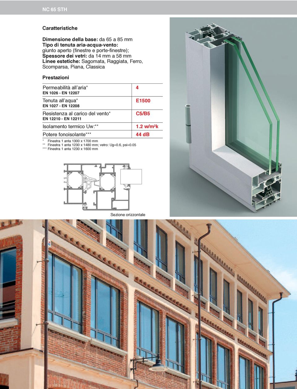 Tenuta all aqua* EN 1027 - EN 12208 Resistenza al carico del vento* EN 12210 - EN 12211 Isolamento termico Uw:** Potere fonoisolante*** * Finestra 1