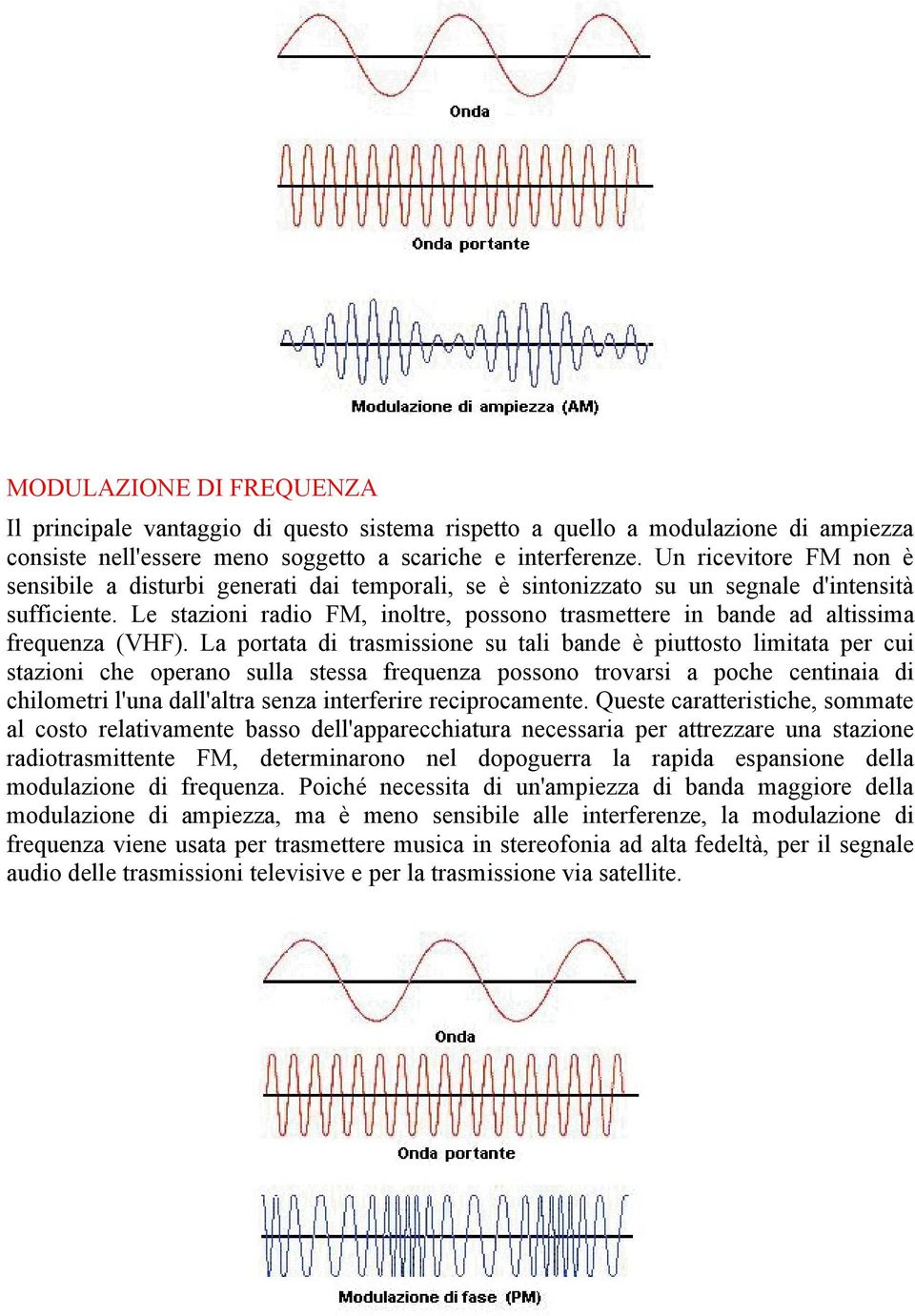 Le stazioni radio FM, inoltre, possono trasmettere in bande ad altissima frequenza (VHF).