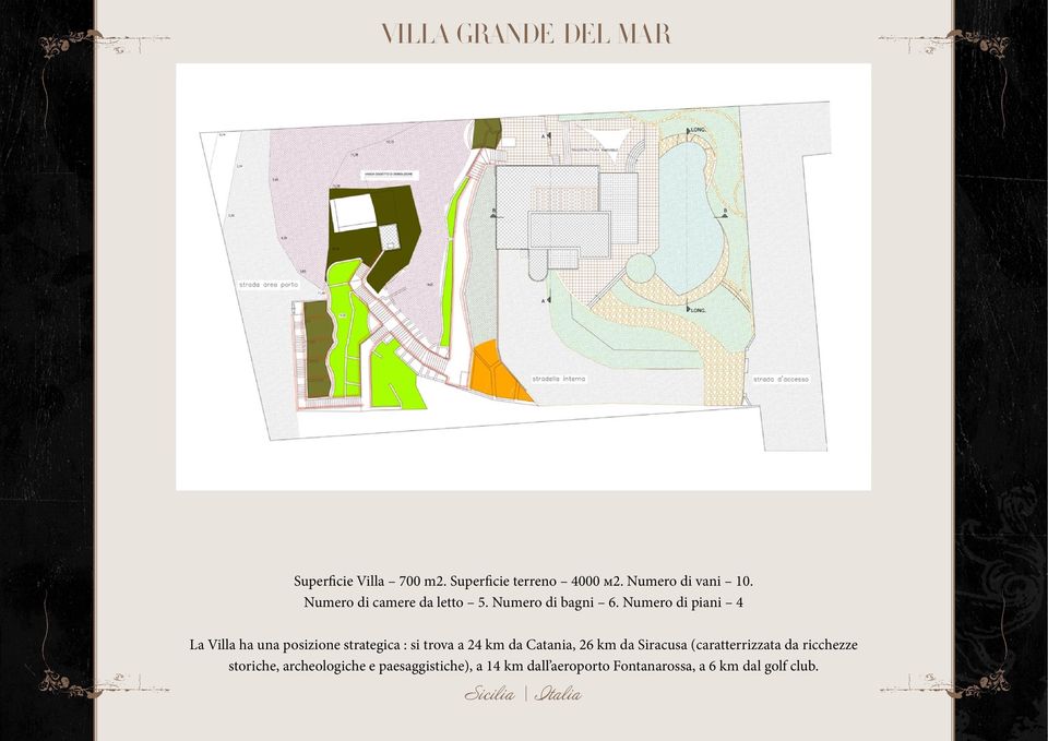 Numero di piani 4 La Villa ha una posizione strategica : si trova a 24 km da Catania, 26