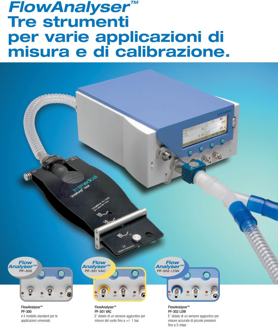 FlowAnalyser TM PF-301 VAC E dotato di un sensore aggiuntivo per misure del vuoto fino a +/-