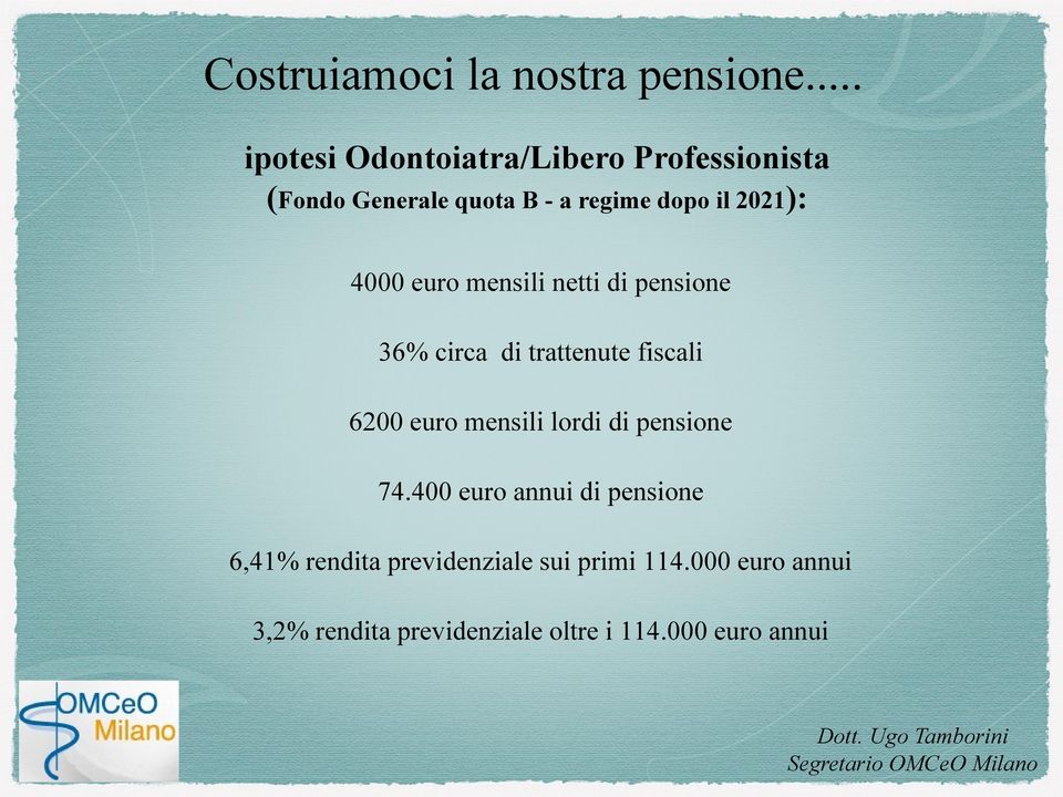 2021): 4000 euro mensili netti di pensione 36% circa di trattenute fiscali 6200 euro mensili