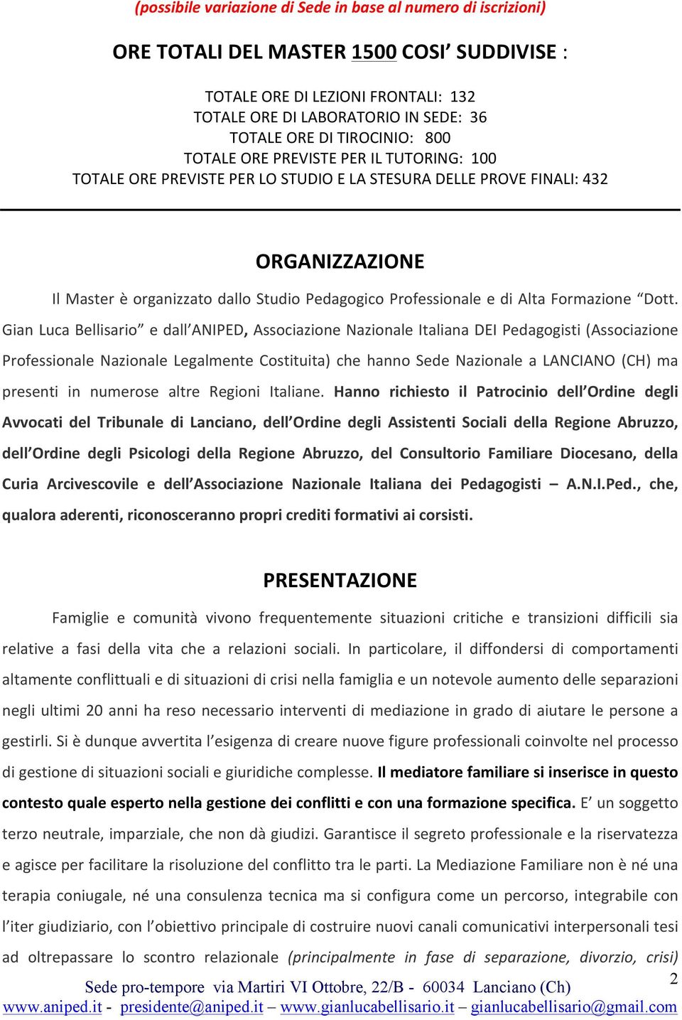 Professionale e di Alta Formazione Dott.