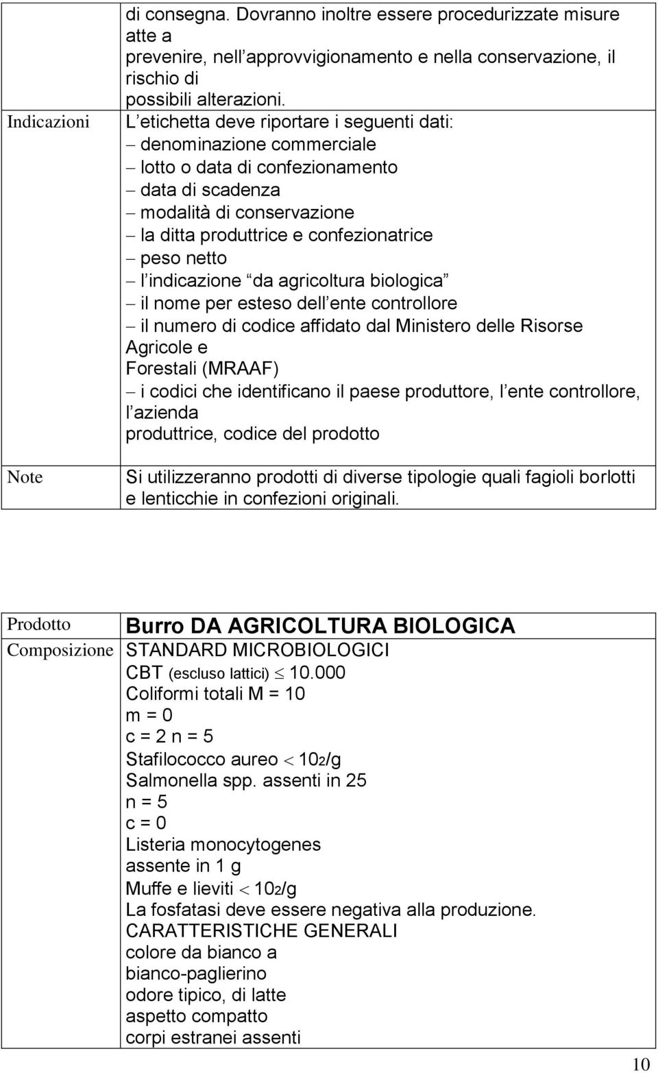 numero di codice affidato dal Ministero delle Risorse Agricole e Forestali (MRAAF) l azienda produttrice, codice del prodotto Si utilizzeranno prodotti di diverse tipologie quali fagioli borlotti e