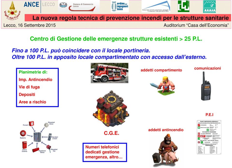 Planimetrie di: Imp. Antincendio Vie di fuga Depositi Aree a rischio addetti compartimento comunicazioni P.E.I C.G.